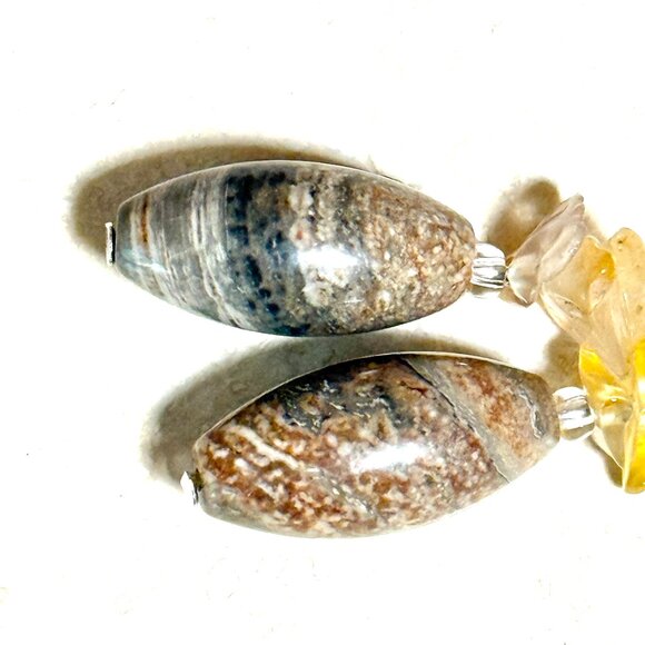 2/$20, Genuine Earthy Convoluted Jasper Earrings, Sterling Silver Hooks+Gemstone - Picture 5 of 10